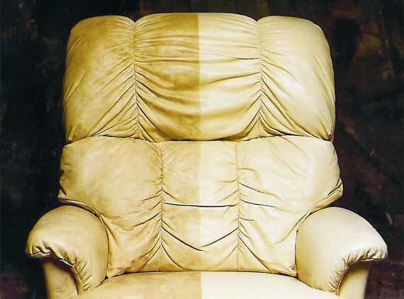leather recliner before after